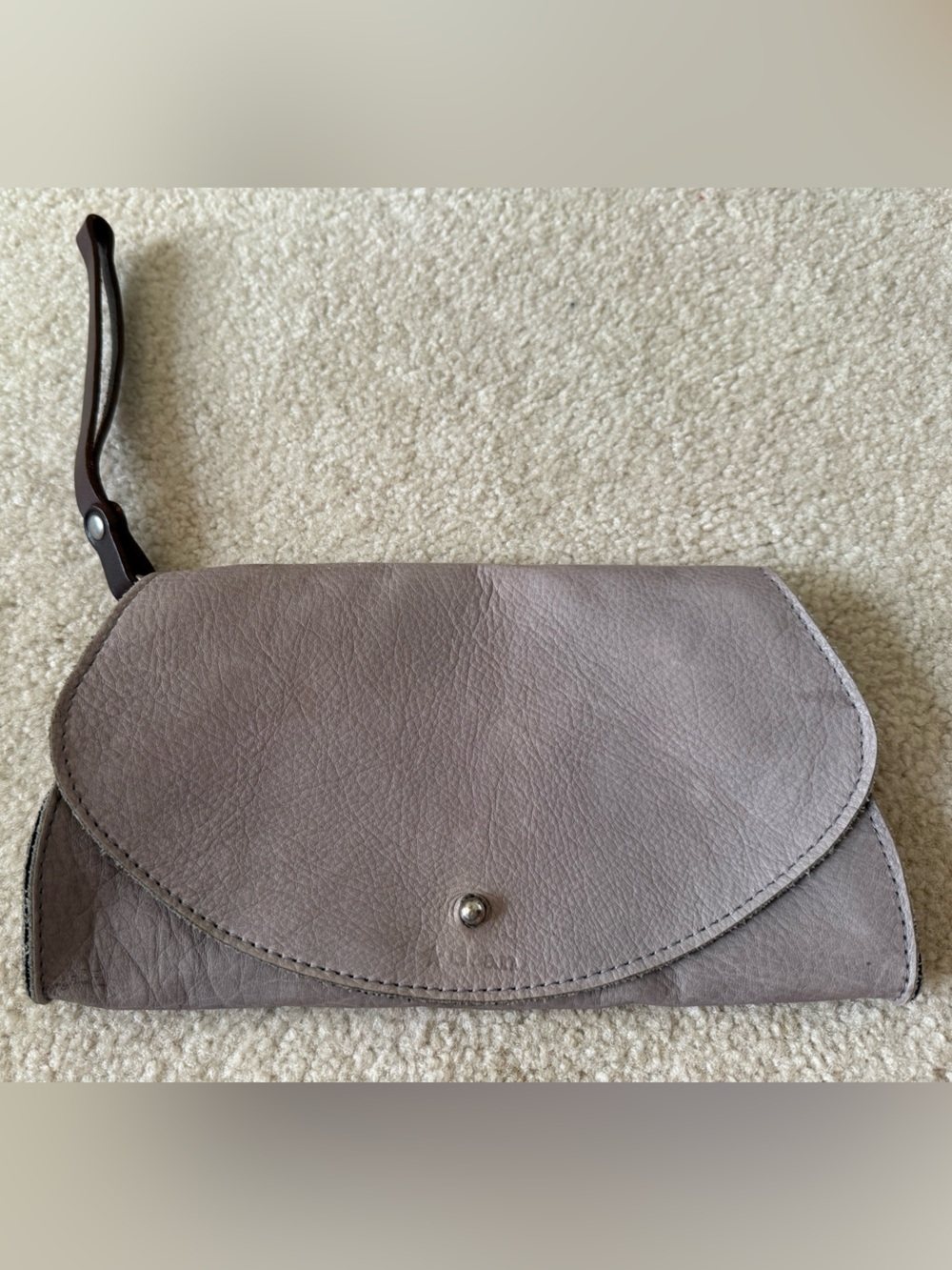 Women's Leather Wristlet Clutch in Taupe